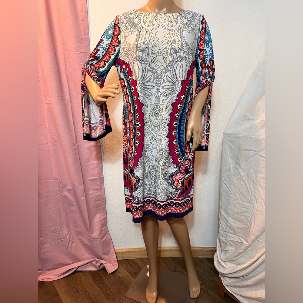 Chico's pink  and white colorful Paisley dress